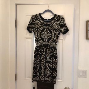 Black and White Short Sleeve Sweater Dress